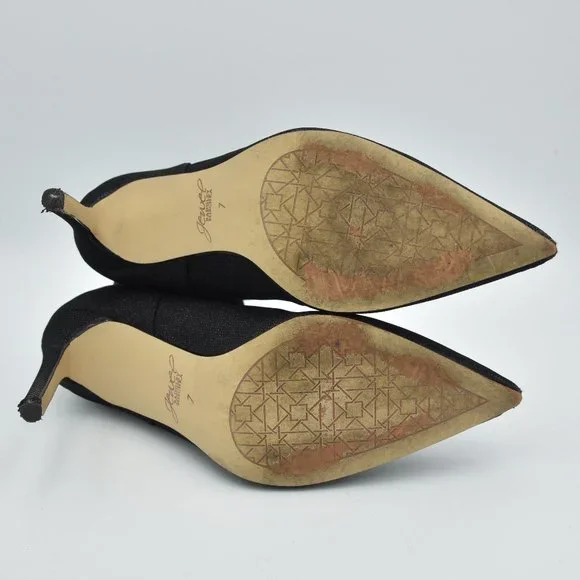 Jewel Badgley Mischka Eva Pointed Toe Black Sparkly Heeled Ankle Booties, Size 7 - Picture 11 of 14